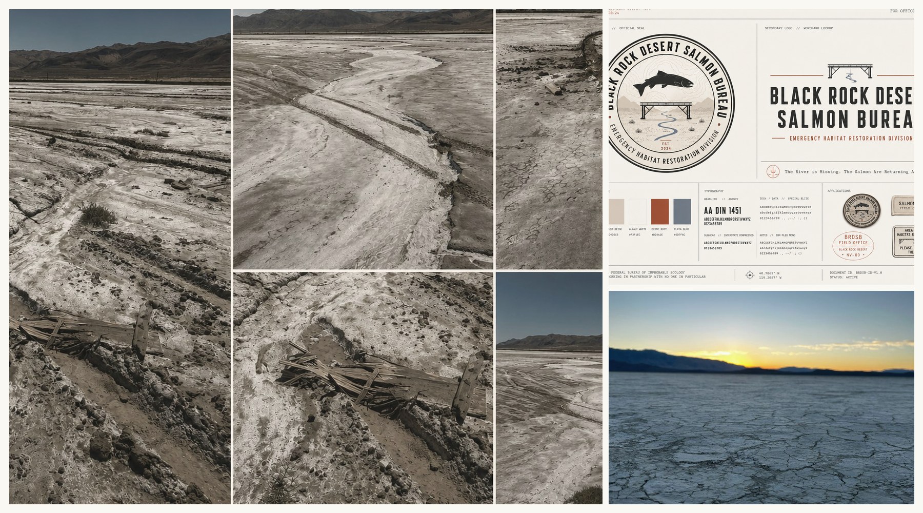 Bureau field documentation, identity system, and Black Rock Desert landscape